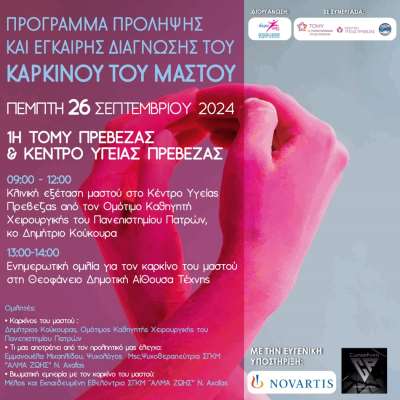 Δράση στην Πρέβεζα για την πρόληψη και την έγκαιρη διάγνωση του καρκίνου του μαστού