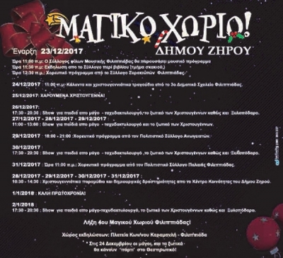 Πρεμιέρα το Σάββατο για το 4ο Μαγικό Χωριό Δήμου Ζηρού στη Φιλιππιάδα