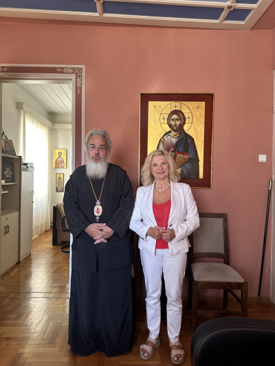 Επίσκεψη της υποψήφιας δημοτικής συμβούλου με την "Ανάπτυξη Τώρα" Χριστίνας Κριτσιμά στον Μητροπολίτη Πρέβεζας