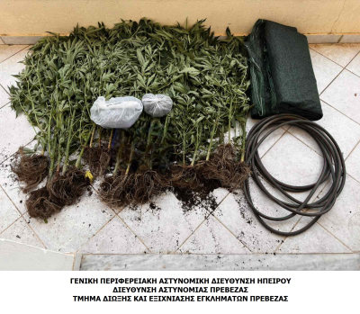 Συνελήφθη ημεδαπός για καλλιέργεια και κατοχή ναρκωτικών σε περιοχή της Πρέβεζας