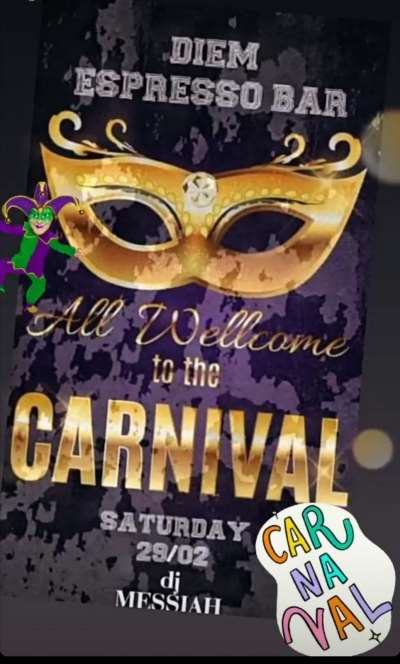 Carnival Party το Σάββατο στο Diem Espresso Bar