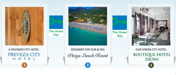 Με το οικολογικό σήμα ποιότητας &quot;Green Key&quot; βραβεύτηκαν τα ξενοδοχεία Preveza City, Dioni Boutique Hotel και Parga Beach Resort