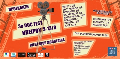Στην Πρέβεζα σήμερα το 3ο Διεθνές Φεστιβάλ Ντοκιμαντέρ Ηπείρου (West side mountains doc fest)